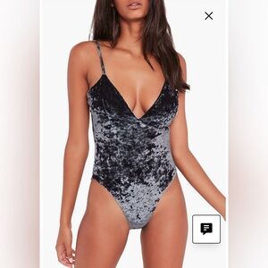 NWT Misguided velvet gray bodysuit size 4